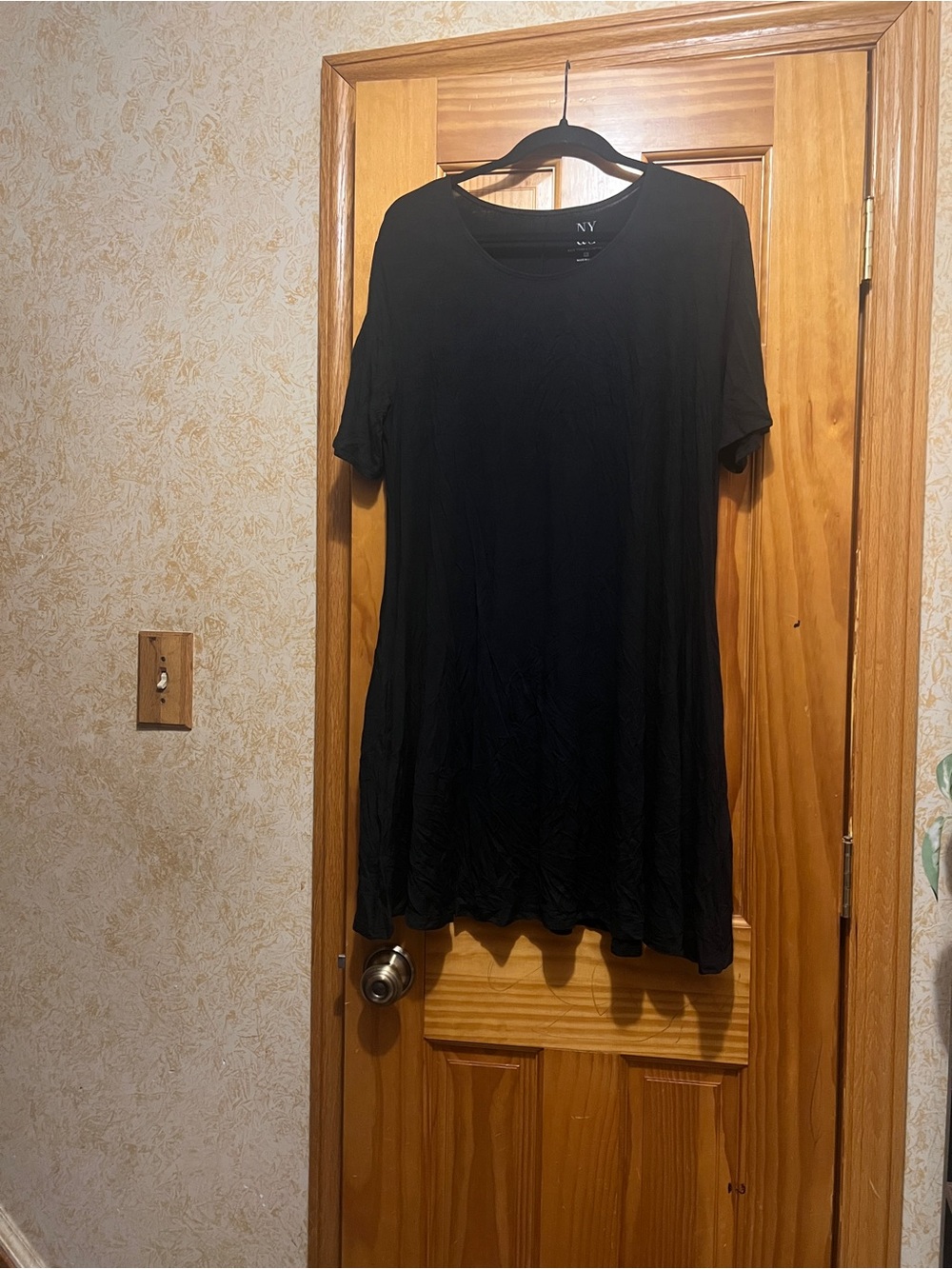 NY Collection Womens Black Short Sleeve Tunic Top